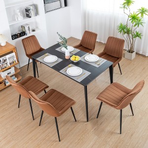 DYHOME Mid-century Modern Dining Chairs, Velvet Upholstered Metal Side Chair, Set of 6 - 1 of 4