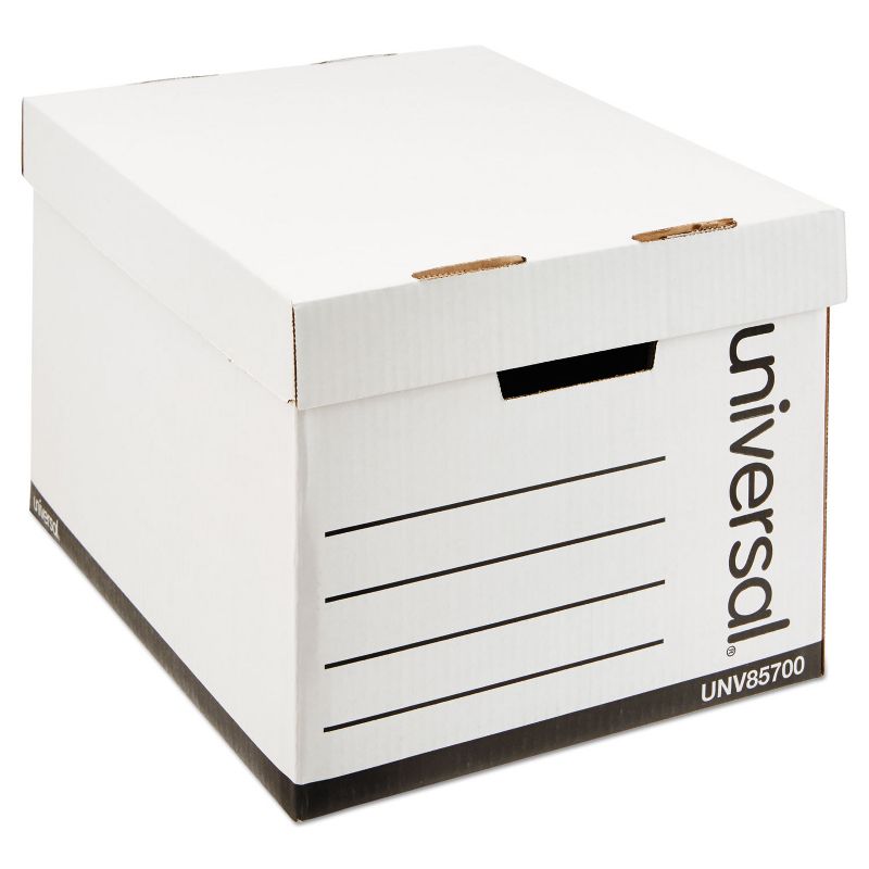Universal Extra-Strength Storage Box w/Lid Letter/Legal 12 x 15 x 10 White 12/Carton 85700, 1 of 7