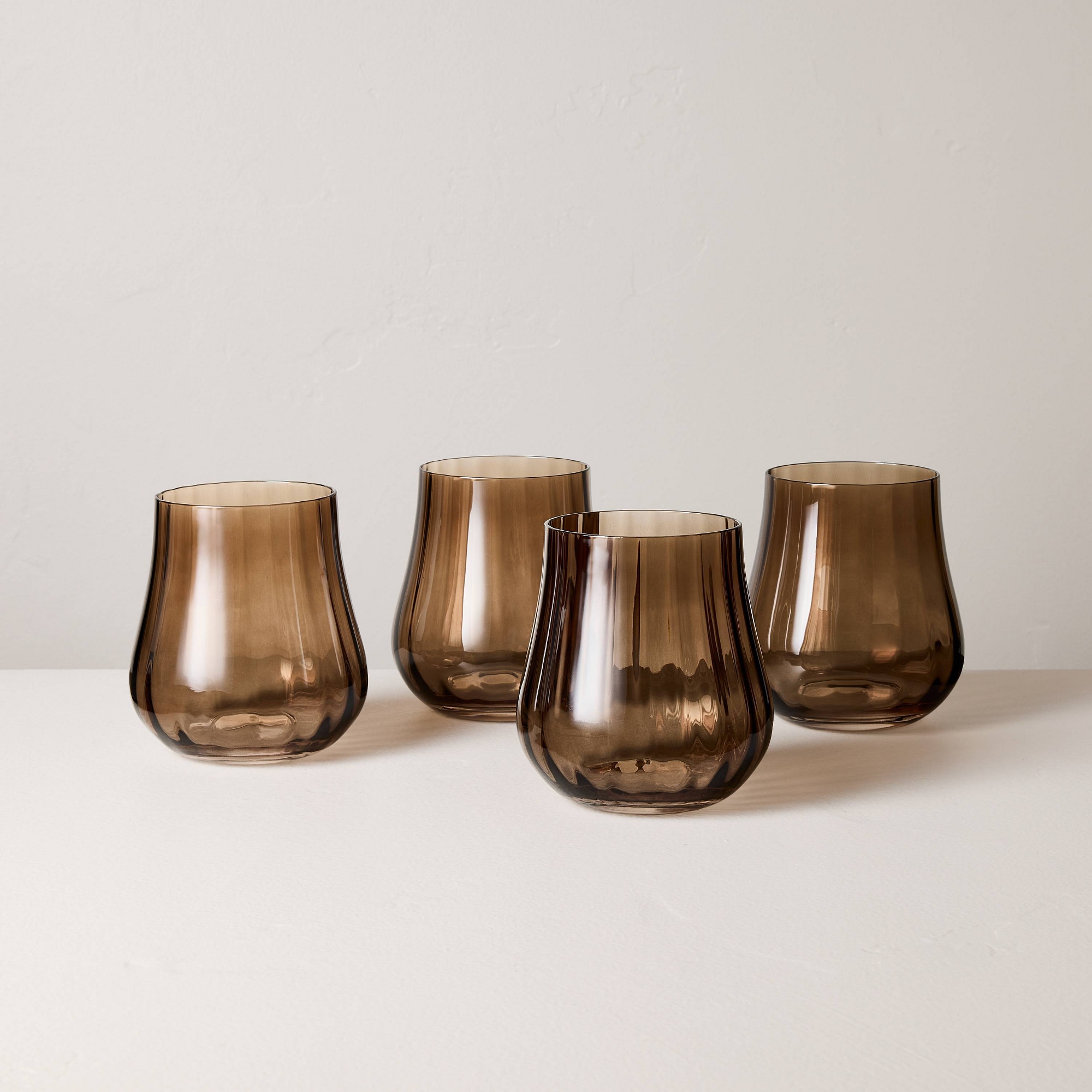 Set of 4 14oz Short Water Glasses Brown - Hearth & Hand™ with Magnolia