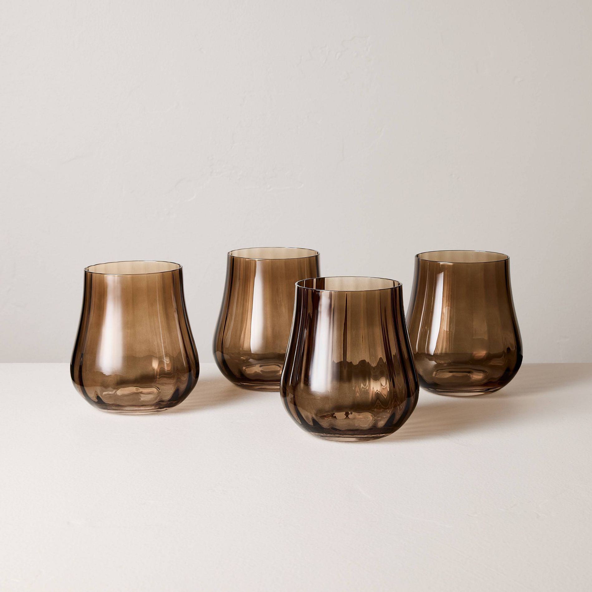 Set of 4 14oz Short Water Glasses Brown - Hearth & Hand™ with Magnolia