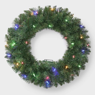 Philips 28in Christmas Pre-lit Artificial Pine Christmas Wreath Bicolor LED Lights