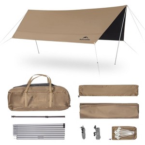Naturehike Camping Tent Tarp with Poles, Waterproof PU 18000mm+, Anti-UV UPF2000+ Camping Sun Shelter Rain Fly, Camping Tent Canopy for Outdoor Party - 1 of 4