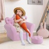Whisen Kids Sofa Set, Children's Upholstered Sofa Couch with Footstool, Diamond Decorations - Pink - 2 of 4