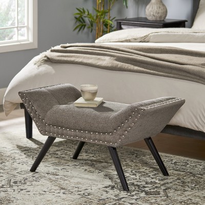 Airsurfer Compact Charcoal Gray Bench Modern Accent Bench Decorative Furniture for Bedroom or Living Room