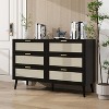 XIYUYEU 6 Drawers Dresser for Bedroom,Modern Rattan Dresser with Pull Handle and Pine Wood Legs,Dressers for Kids Room,Living Room,Walnut/Black - 2 of 4