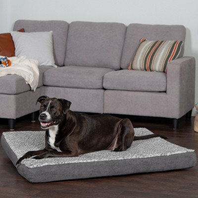 FurHaven Two-Tone Faux Fur & Suede Deluxe Memory Foam Dog Bed