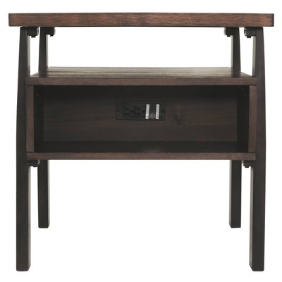 Contemporary Vailbry Two-Tone Rectangular End Table in Black and Brown