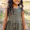 Kids' Organic Sleeveless Button-Down Woven Dress Dark Olive - Jackalo - 4 of 4