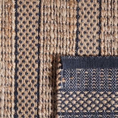 Handmade Black and Natural Cotton Jute 5' x 8' Area Rug