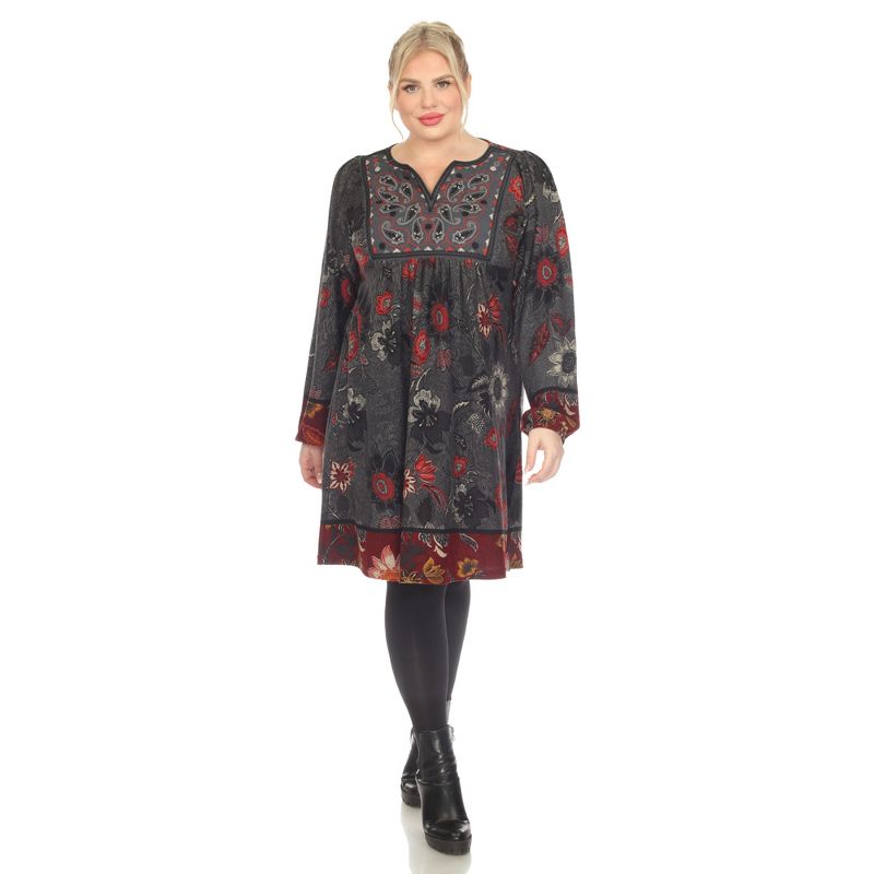 Plus Size Paisley Floral Embroidered Sweater Dress, 5 of 6