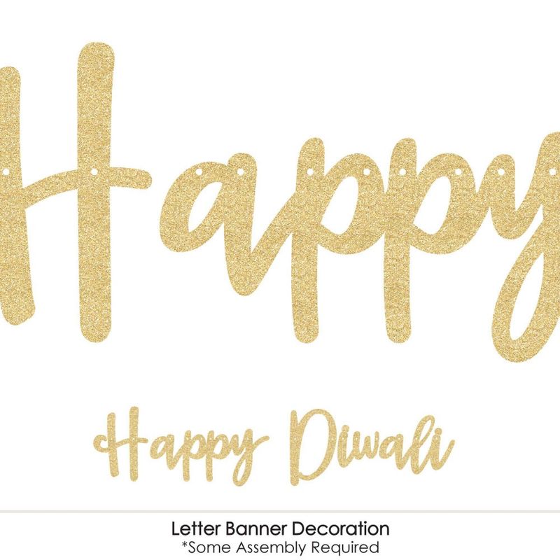 Big Dot of Happiness Happy Diwali - Festival of Lights Party Letter Banner Decor - 36 Banner Cutouts & No-Mess Real Gold Glitter Diwali Banner Letters, 5 of 9