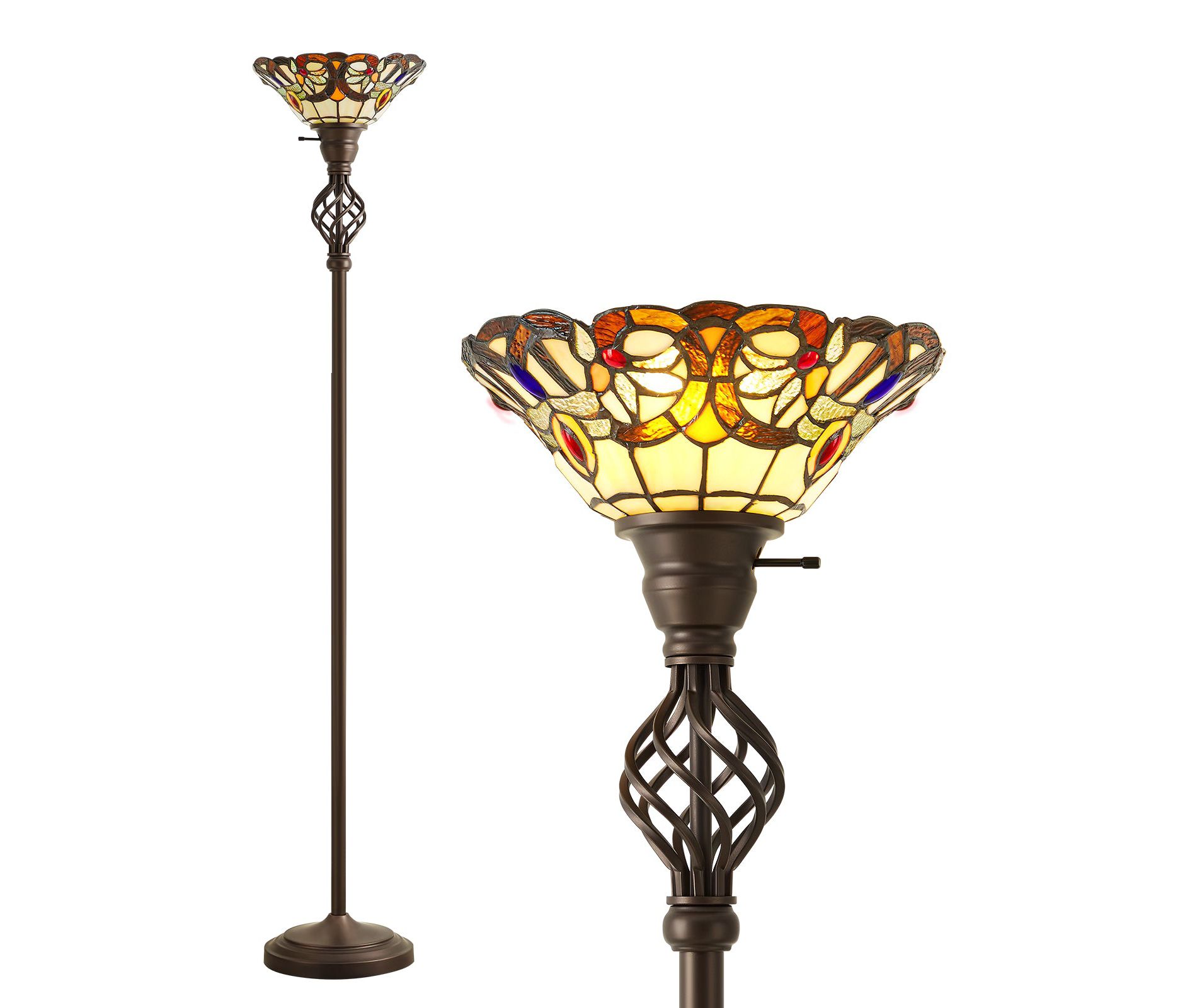 GTCLIGHTING Tiffany Floor Lamp, 71in Torchiere Tall Floor Lamps with Stained Glass, Reading Light for Living Room Corner Bedroom Home Office