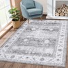 Washable Vintage Floral Print Chenille Living Room Rugs, Distressed Print Non Slip Bedroom Carpet, Retro Accent Floor Cover - 2 of 4