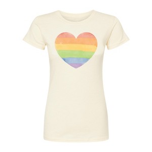 Women's - Instant Message - Rainbow Heart Fitted Graphic T-Shirt - 1 of 4