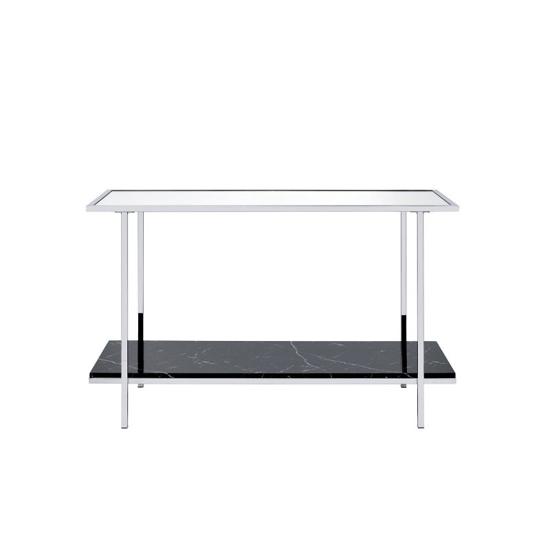 Angwin Console Table Mirrored Faux Marble/Chrome - Acme Furniture, 3 of 5