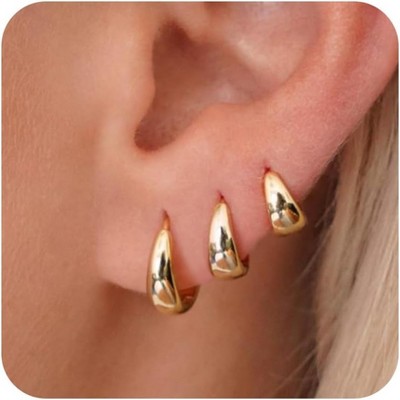 Inerney Gold Huggie Hoop Earrings Set for Women, Dainty Small Sterling Silver Earring Stacks Hypoallergenic Jewelry for Multiple Piercings