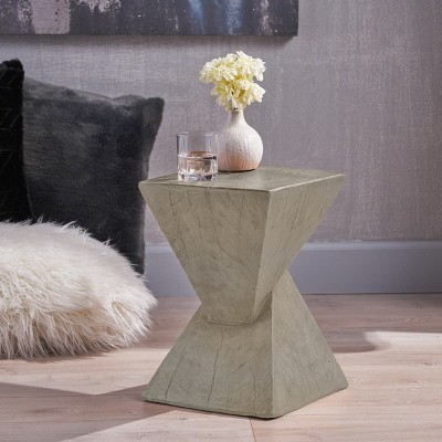 Modern Concrete Side Table with Twisted Hourglass Shape, Hand-Painted Finish and Lightweight Durable Structure-The Pop Home