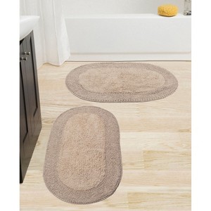 Double Ruffle Collection Bathroom Rugs Set, Washable Rug, Extra Soft and Absorbent bath Rug, Kitchen Mat, Bath Mat Set,Non-Slip, 2 Pcs Set(M+L), Linen - 1 of 4