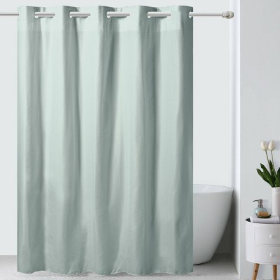 Embossed Microfiber Shower Curtain Green - Hookless