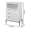 Sideboard with 3 Drawers ,1 door and 1 glass Door Wood Cabinet with Storage for Kitchen, Dining Room, Hallway 33.46" x 15.74" x 47.2" - 4 of 4