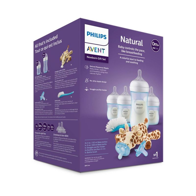 Philips Avent Natural Baby Bottle with Natural Response Nipple - Baby Gift Set With Snuggle - Blue - 8pc, 4 of 30