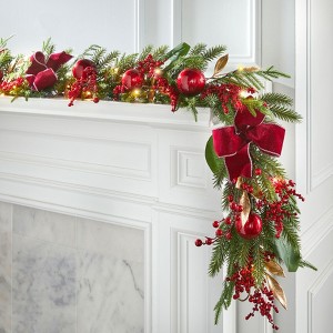 BrylaneHome 6' Pre-Lit Bordeaux Garland - 1 of 3