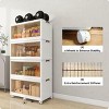 Modern Sideboard Decorative Storage Cabinet, Collapsible Storage Bins Organizer, Stackable Cube Large Plastic Storage Box with Lids and Wheels,White - image 3 of 4