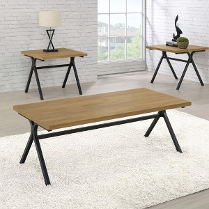 Gunmetal 3-Piece Occasional Set with Tabletops ¨C Coffee and End Tables for Living Room - 1 of 4