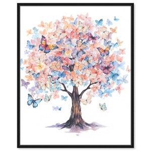 Art Remedy Paradise Moment Colorful buterfly and flowers wall art Framed - 1 of 4