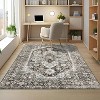 Vintage Washable Area Rugs, Low Pile Soft Carpet with Distressed Trellis Pattern, Foldable Thin Indoor Accent Rug for Living Room Bedroom Dining Room - 2 of 4