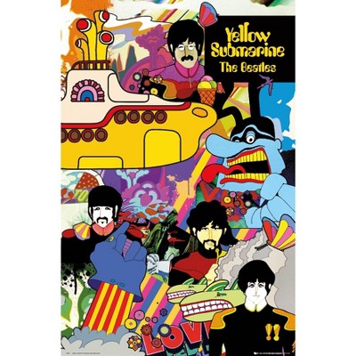 Trends International 24X36 The Beatles - Submarine Collage Framed Wall Poster Prints