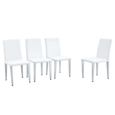 Dolonm Set of 4 PU Leather Chairs with Metal Legs, Modern Minimalist Dining Chairs 16.2x18.5x34.6 Inches