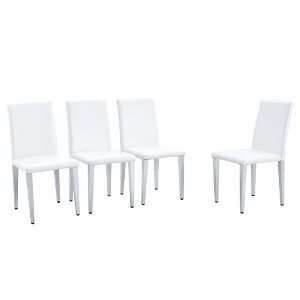 Dolonm Set of 4 PU Leather Chairs with Metal Legs, Modern Minimalist Dining Chairs 16.2x18.5x34.6 Inches - 1 of 4