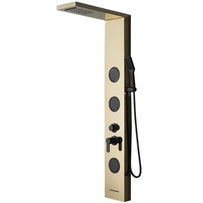 BWE 3-Jet Rainfall Shower Panel System with Rainfall Shower Head and Shower Wand