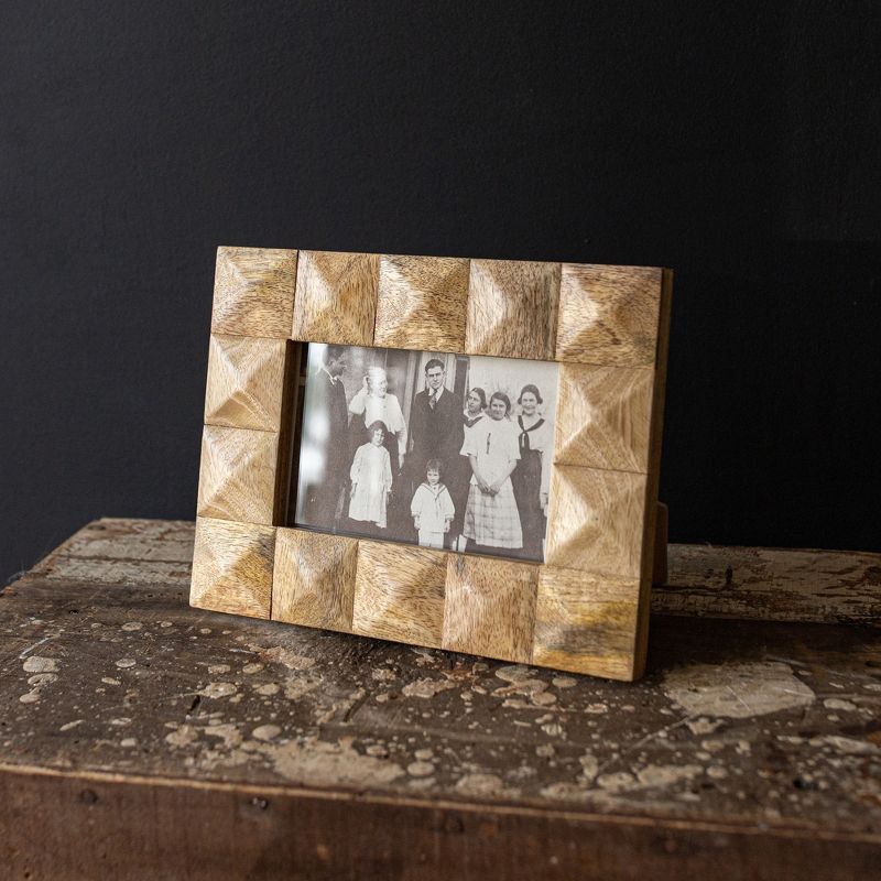 4x6 Inch Pieced Square Picture Frame Natural Mango Wood, MDF & Glass by Foreside Home & Garden, 3 of 8