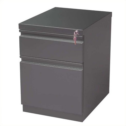 Steel 2 Drawer Mobile File Cabinet In Charcoal Gray Hirsh