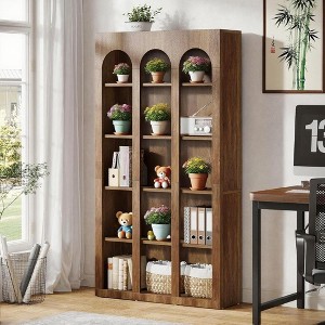 Yinvani 39.37" W x 11.81" D x 70.87" H Bookshelf, 5 Tier Corner Bookcase, Space Saving - 1 of 4