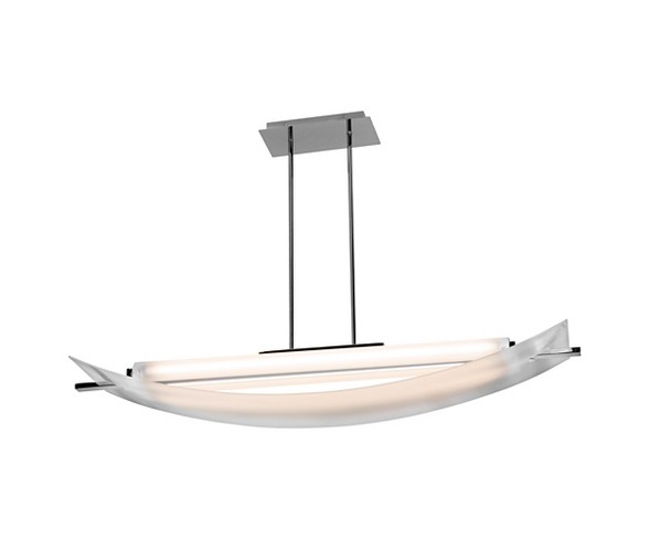 Thesis Linear Fluorescent Pendant with Frosted Glass Shade- Chrome