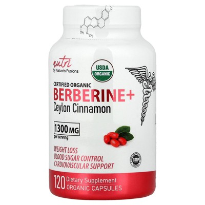 Nutri Organic Berberine+ Ceylon Cinnamon, 120 Organic Capsules