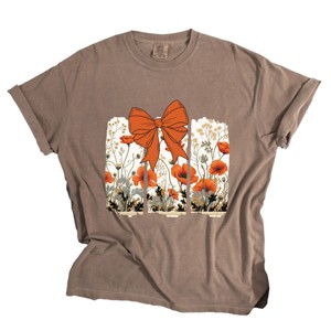 Coquette Fall Floral Orange - Womens Garment Dyed Tee - 1 of 3