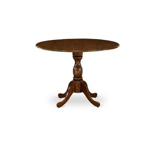East West Furniture, Round Mid Century Dining Table Acacia- Acacia Walnut Finish - 1 of 4