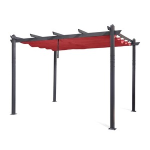 PURPLE LEAF Pergola Outdoor Retractable Pergola with Sun Shade Canopy Patio Metal Grape Trellis Pergola Grill Shelter Pergola for Porch Garden Yard - 1 of 4