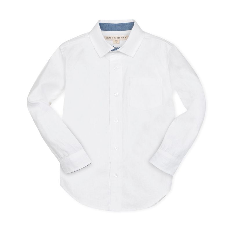 Hope & Henry Boys' Linen Classic Button Down Shirt, Kids, 1 of 8