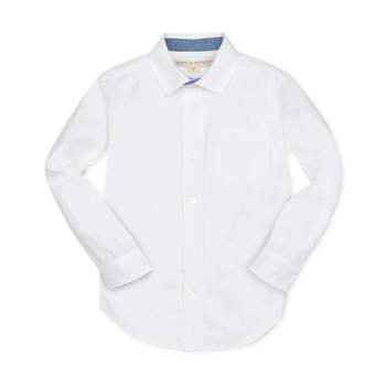 Hope & Henry Boys' Linen Classic Button Down Shirt, Kids