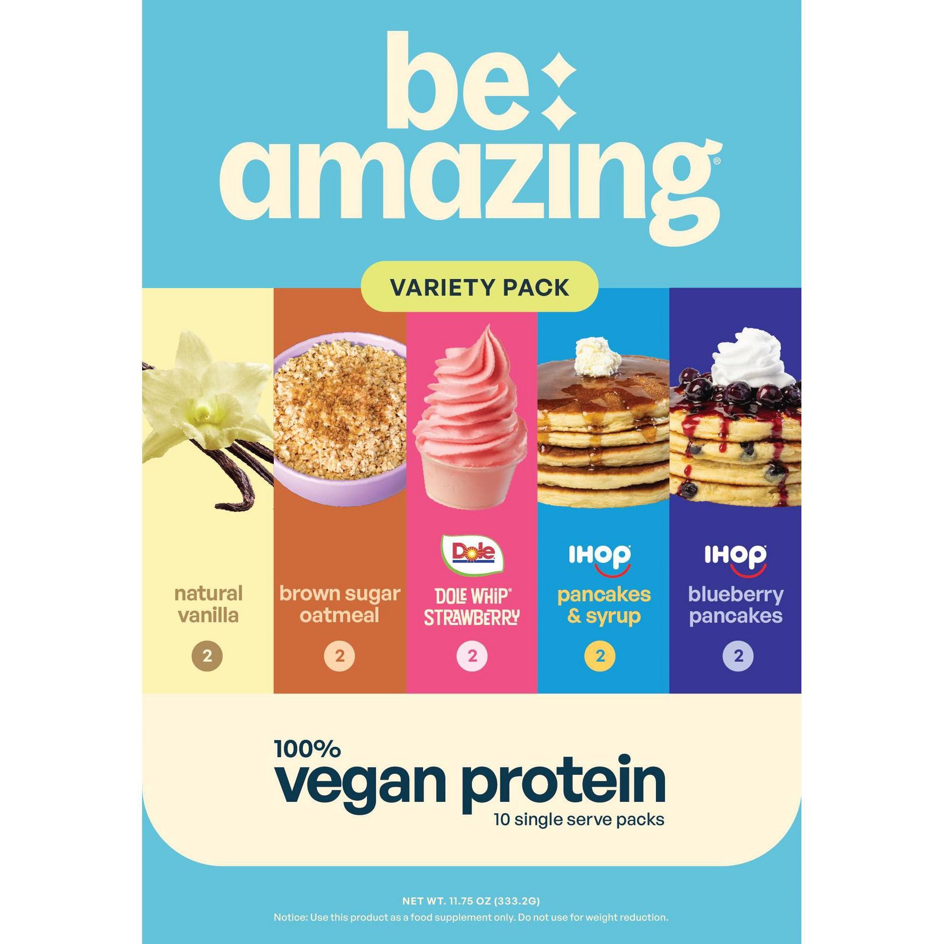 Be Amazing Variety Pack Vegan Protein Powder Sampler - 11.75oz/10pk