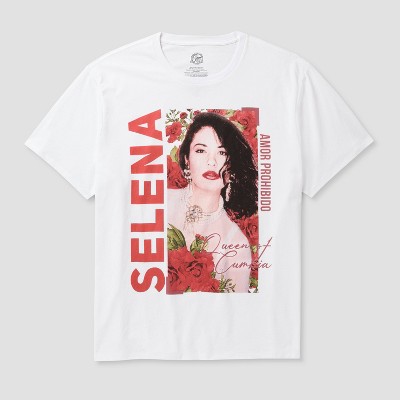 Latino Heritage Month Adult Graphic Selena Short Sleeve T-Shirt - White