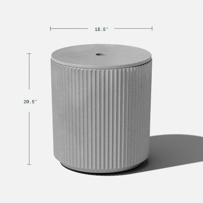 Gray Concrete-Composite Outdoor Umbrella Side Table