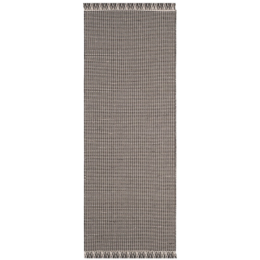  Runner Crosshatch Woven Rug Ivory/Black