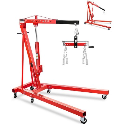 2-Ton Foldable Hydraulic Engine Hoist, 6-Wheel Swivel Shop Crane, Adjustable Boom 0.5-2 Ton, Heavy-Duty Cherry Picker for Garage,Workshop,Farm,168 Lb
