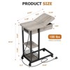 C-Shaped Side Table with Charging Station, Flip Top End Table with USB Ports and Outlets - 2 of 4